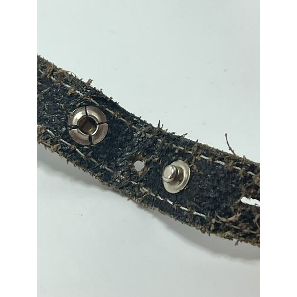 Vintage Nocona Black Leather Concho Belt Silver Studded Western Boho Sz 34 FANCY Nocona Concho Belt 34 main image 2